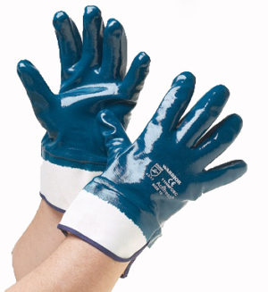 GUANTE DE NITRILO AZUL PUÑO DE LONA