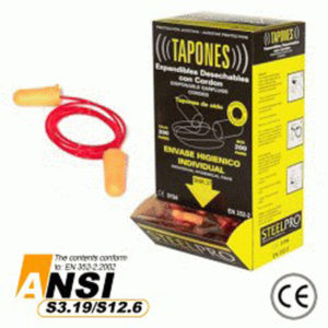 PROTECTOR AUDITIVO ENDOAURAL STEELPRO ESPUMA CON CORDEL